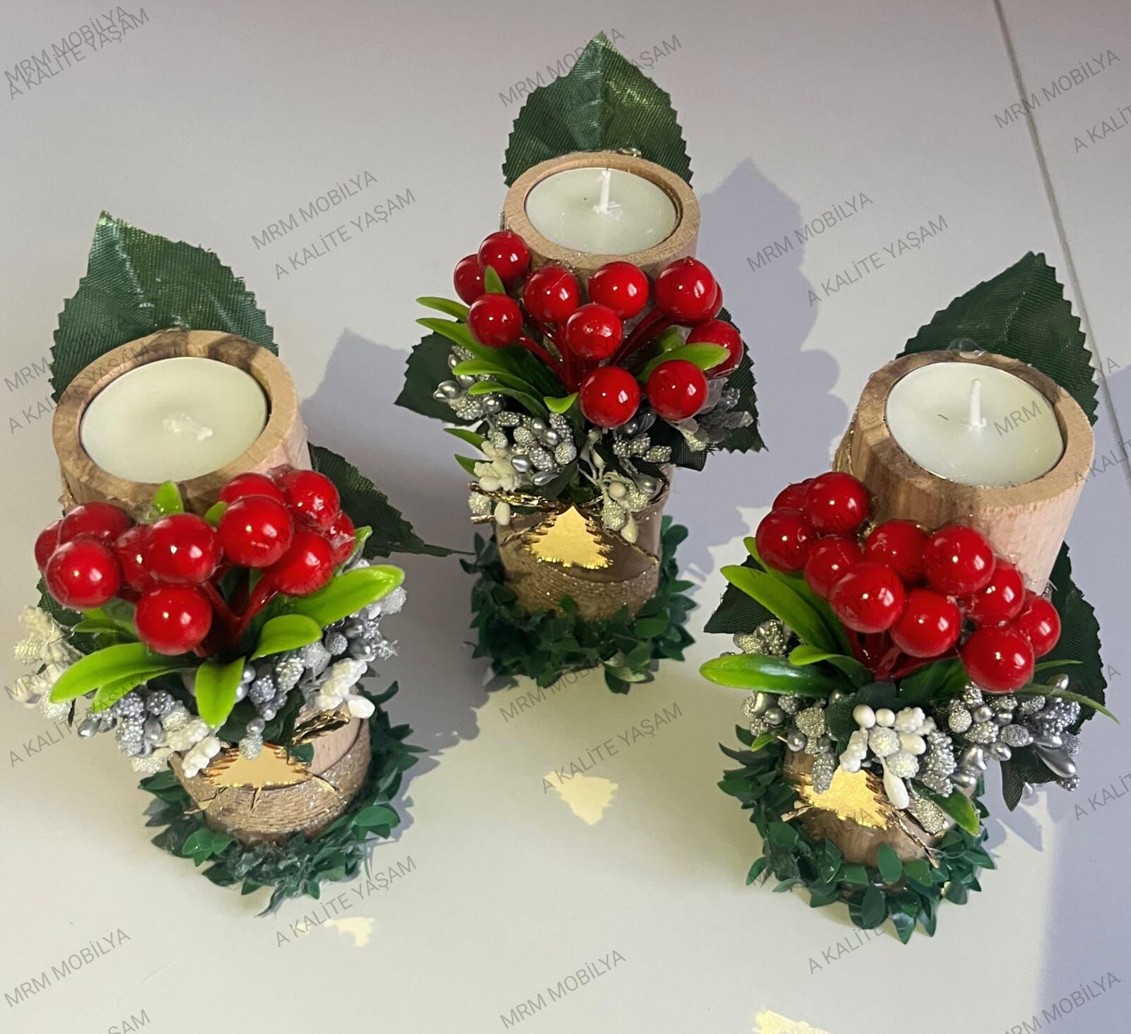 Mumluk 15x5 Cm Süslü Tekli Yılbaşı Mum Kokina Kutlama Süsleme (1ADET)
