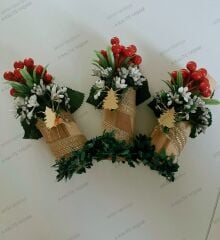 Mumluk 15x5 Cm Süslü Tekli Yılbaşı Mum Kokina Kutlama Süsleme (1ADET)